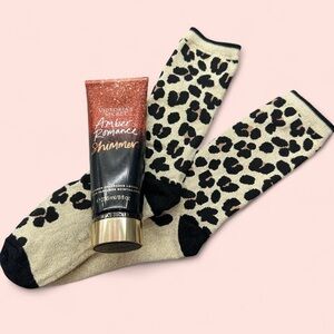 Kate Spade Cheetah Print Socks + VS Shimmer Body Lotion